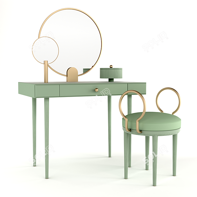 Rose Selavy Vanity Set: Ash Veneer & Metal 3D model image 1