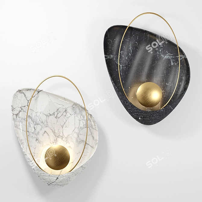 Marble Wall Sconce: Black & White, 27x40 cm 3D model image 1