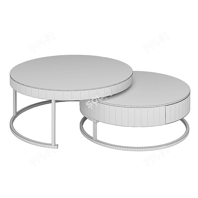 Designer Coffee Table Set: Sleek Metal, Tempered Glass, MDF & Wood | Sizes: 90x39cm & 79x 3D model image 2