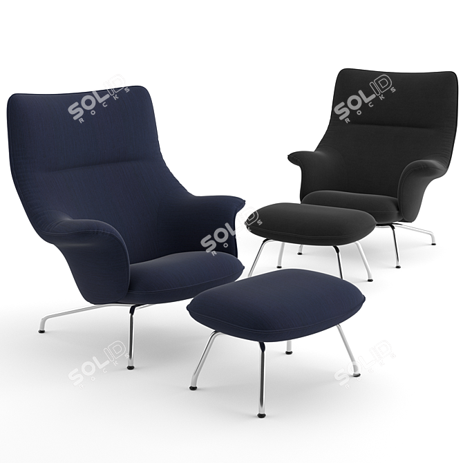 Muuto Doze Lounge Chair & Ottoman 3D model image 2