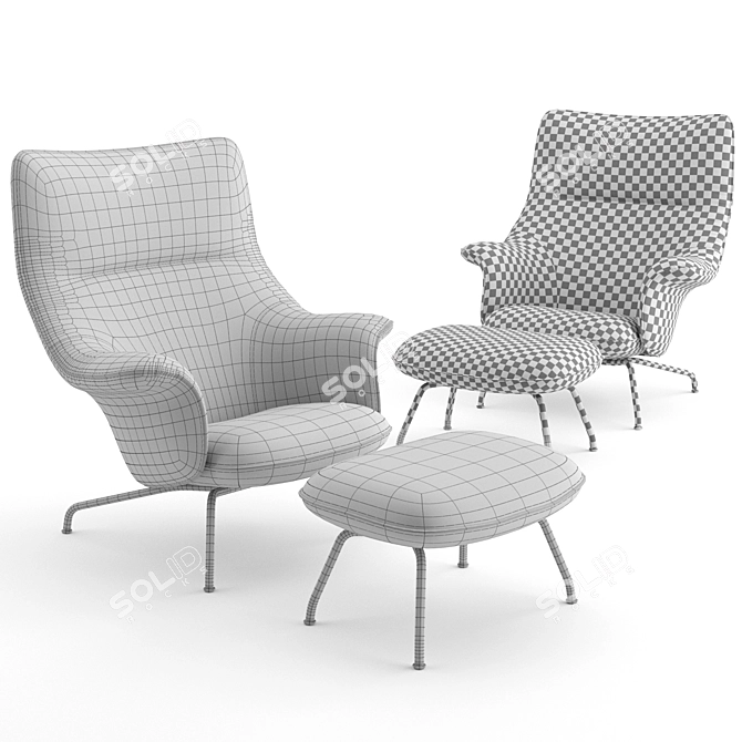 Muuto Doze Lounge Chair & Ottoman 3D model image 3