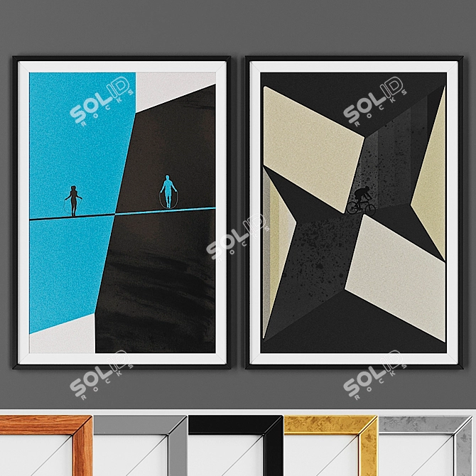 Modern Geometric Frame Set 3D model image 1