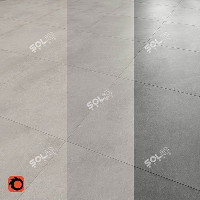 Concrete Shadow Floor Tiles: Textured Grey Finish 3D model image 1