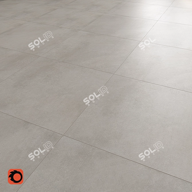 Concrete Shadow Floor Tiles: Textured Grey Finish 3D model image 2