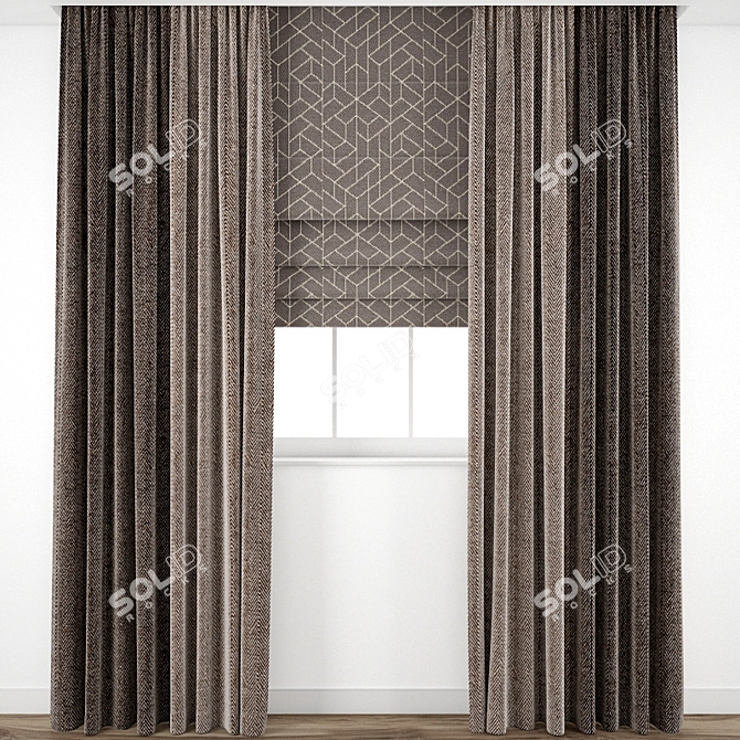 Elegant Curtain Design 3D model image 1