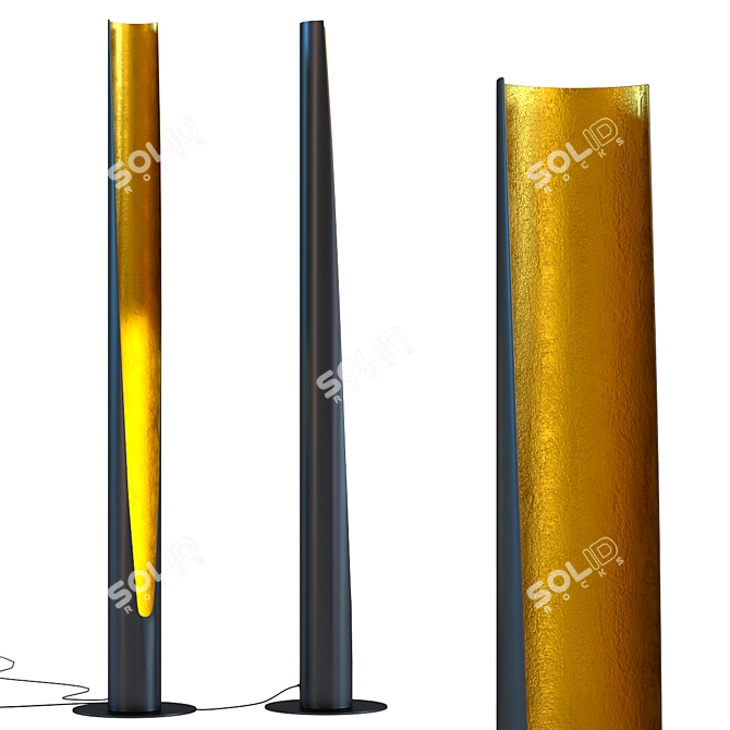 Elegant Gold-Black Floor Lamp 3D model image 1
