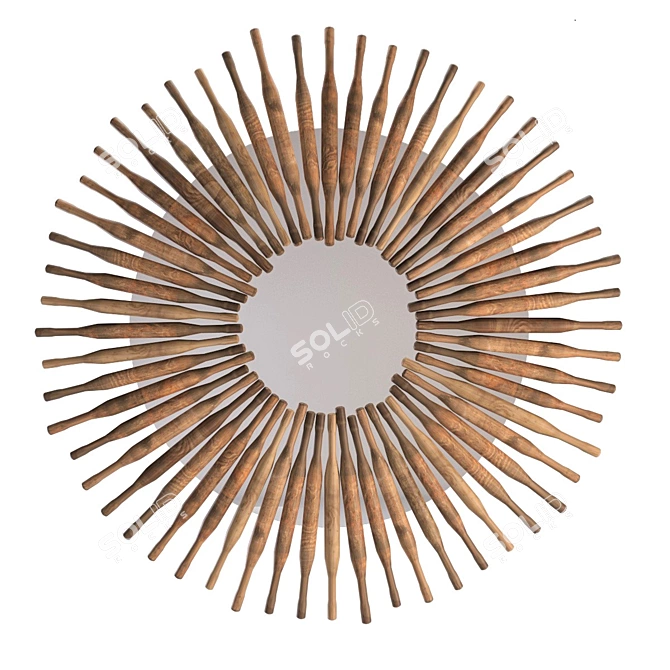 -Title: Sunlit Reflections: Recycled Wood Mirror 3D model image 1