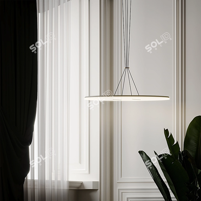 Title: Exclusive Button LED Pendant Light 3D model image 3