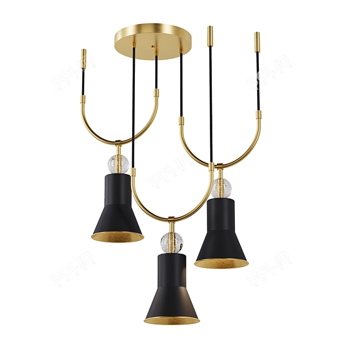 Gleaming Brass Chandelier 3D model image 2