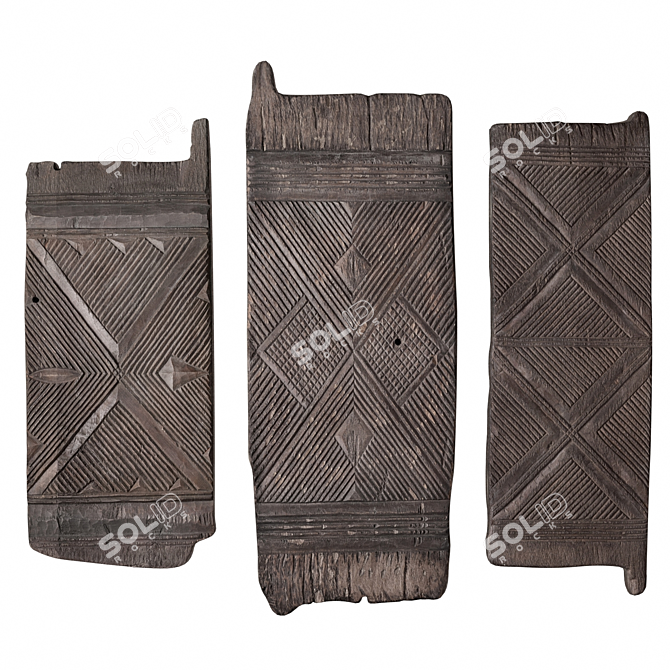 Nigerian HandCarved Doors Collection by Restoration Hardware 3D model image 1