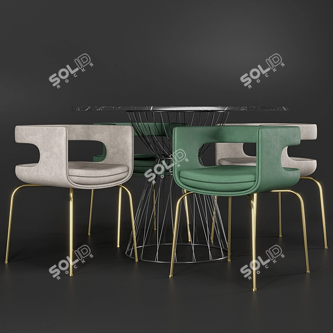 Modern Chair & Table Set 3D model image 2