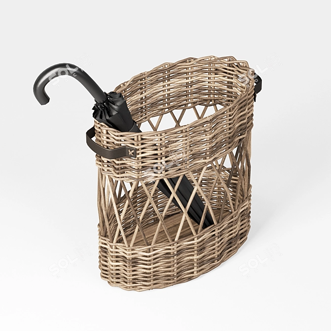 Rattan Oval Umbrella Holder 3D model image 4