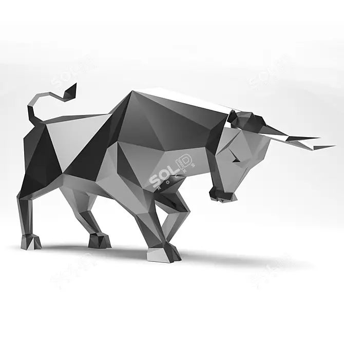 Low Poly Bull Sculpture 3D model image 1