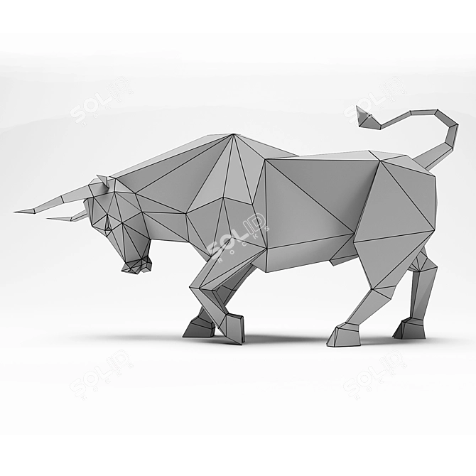 Low Poly Bull Sculpture 3D model image 2