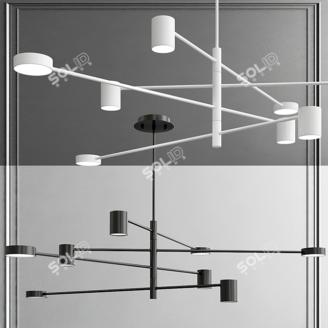 Scandi LED Chandelier: Minimalist Elegance 3D model image 1