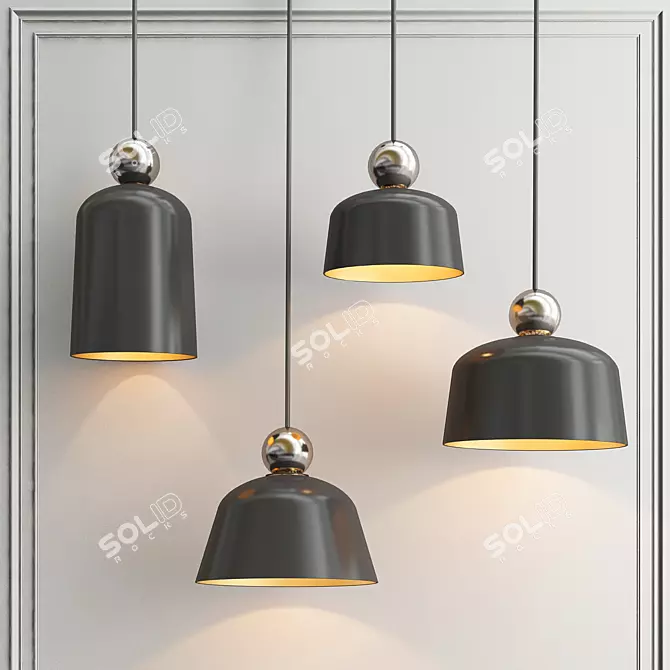 Modern Black Pendant Ceiling Lights 3D model image 1