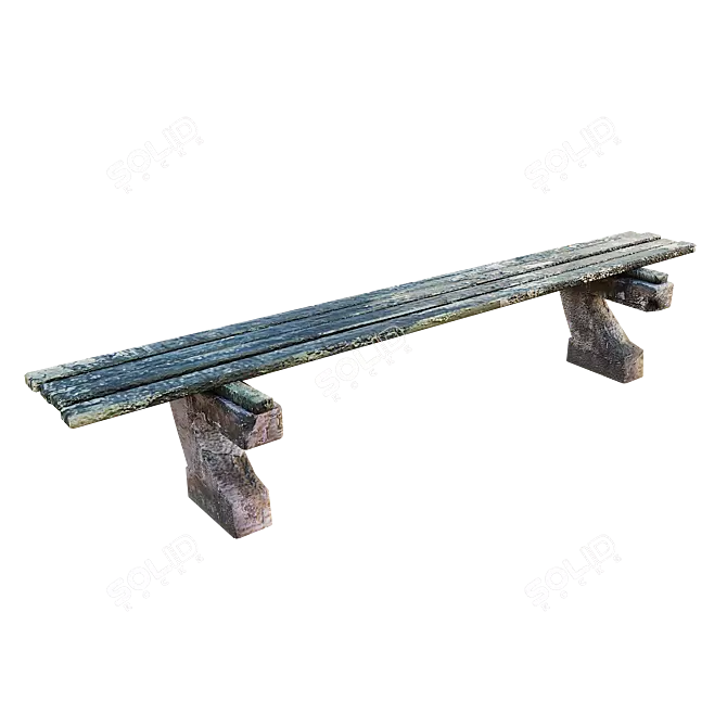 Retro Soviet Bench: Low Poly Model 3D model image 1