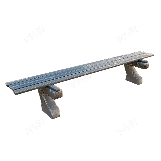 Retro Soviet Bench: Low Poly Model 3D model image 2