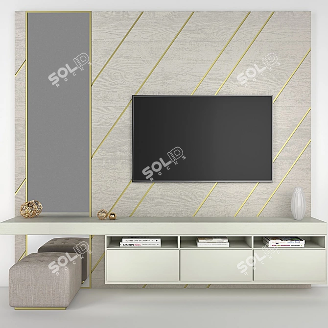 Sleek TV Wall Mount 3D model image 1