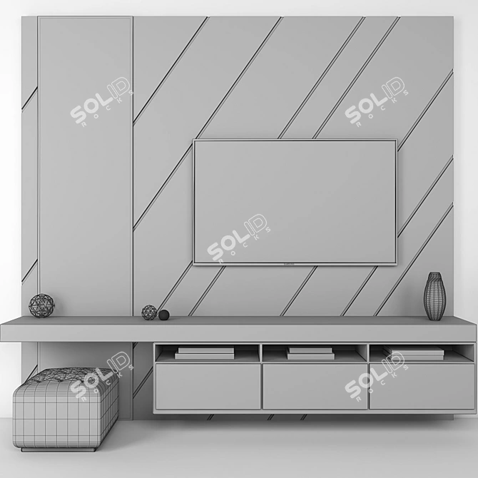 Sleek TV Wall Mount 3D model image 3