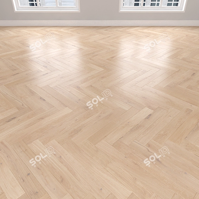 Cream Oak Parquet: Herringbone, Linear & Chevron 3D model image 2