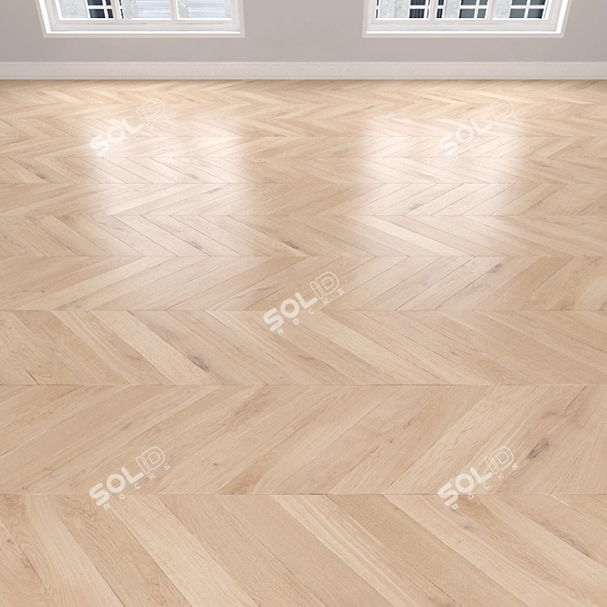 Cream Oak Parquet: Herringbone, Linear & Chevron 3D model image 3