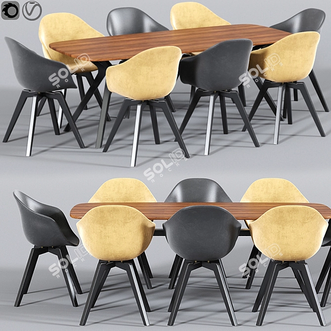 Modern Dining Chair Set 3D model image 1