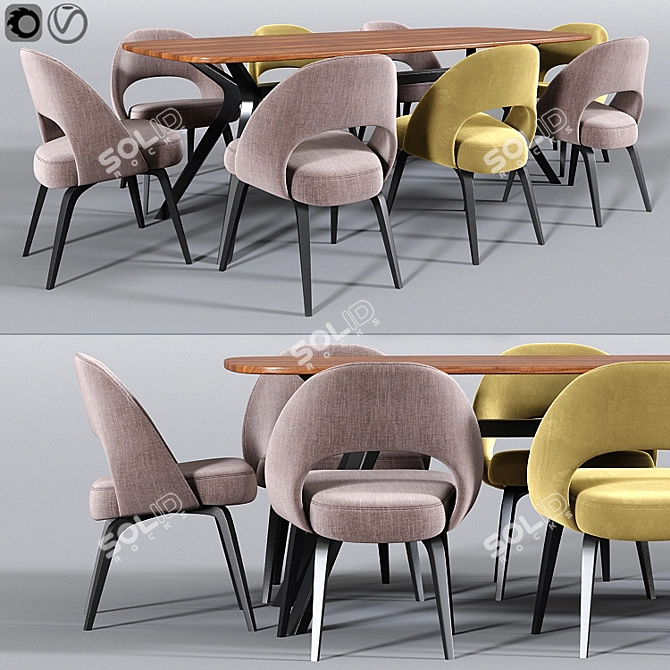 Elegant Saarinen Dining Chair Set 3D model image 1