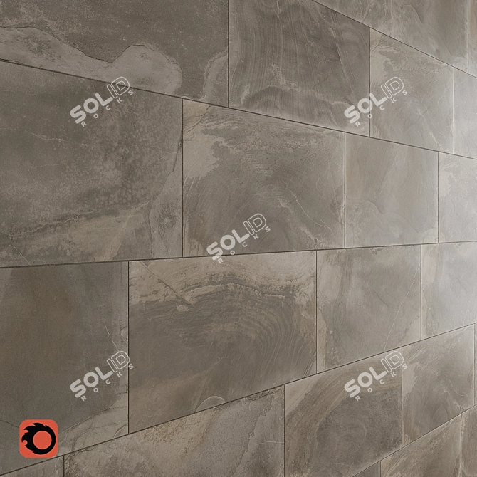 Slate Beige Wall Tiles: Textured Anthracite Stone Collection 3D model image 1