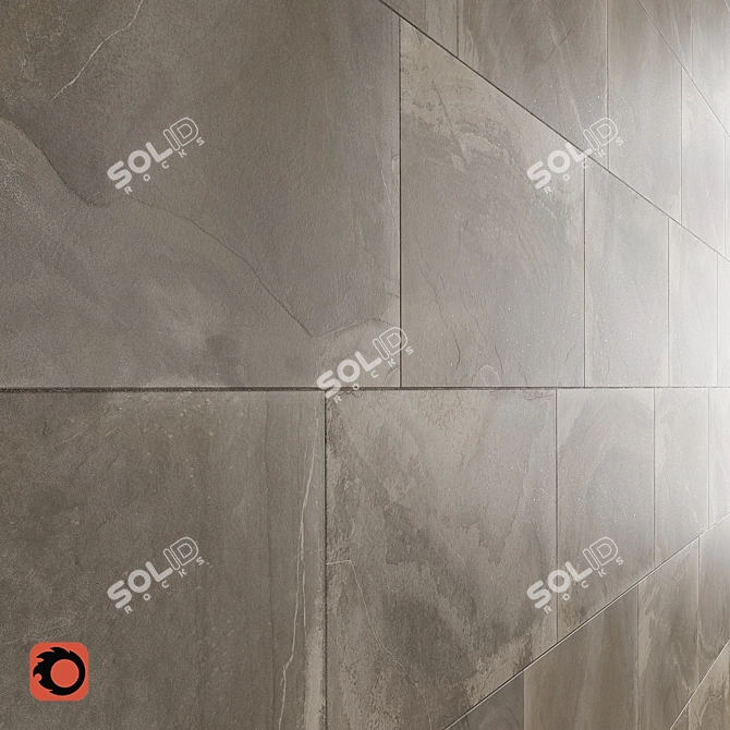 Slate Beige Wall Tiles: Textured Anthracite Stone Collection 3D model image 2