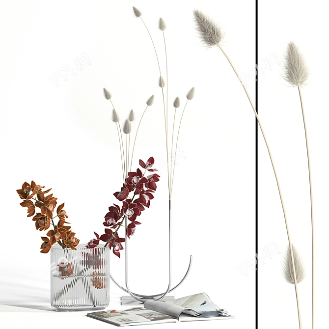 Cymbidium & Lagurus Exquisite Decor 3D model image 3