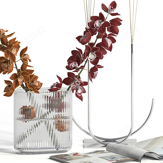 Cymbidium & Lagurus Exquisite Decor 3D model image 1