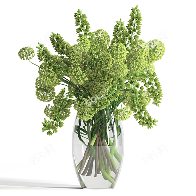 Lush Green Fritillaria & Viburnum Bouquet 3D model image 1