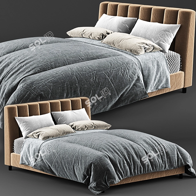 Modern Upholstered Bed by Baxton Studio 3D model image 1