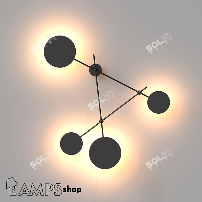 Geometric Wall Lamp: Modern and Stylish 3D model image 1