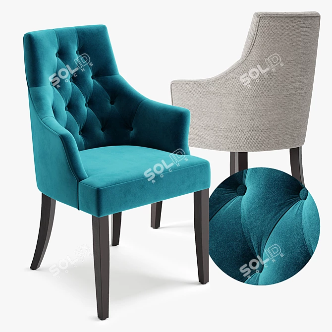 Modern Dining Chair in Dual Fabrics 3D model image 1