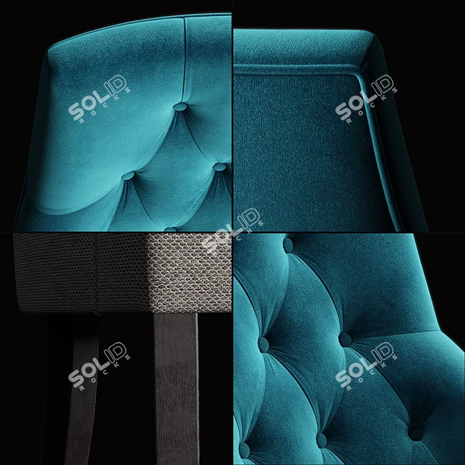 Modern Dining Chair in Dual Fabrics 3D model image 2