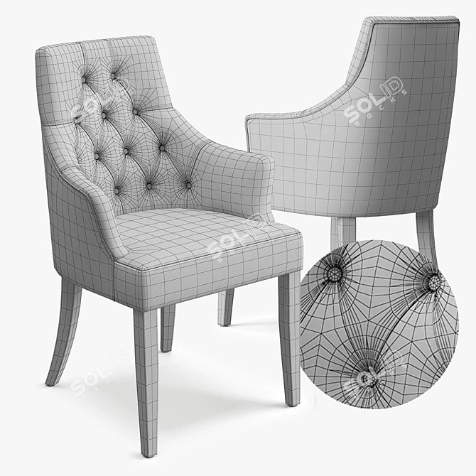 Modern Dining Chair in Dual Fabrics 3D model image 3