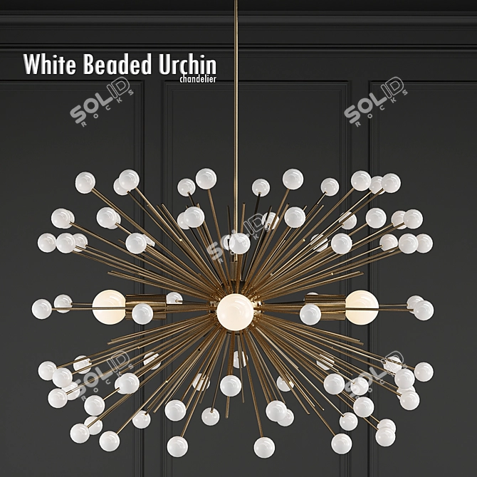 White Beaded Urchin Chandelier 3D model image 1
