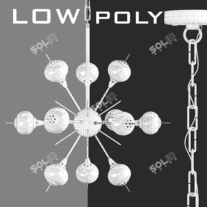 Sleek White Glass Sputnik Chandelier 3D model image 2