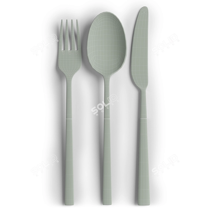 Elegant Gold Black Cutlery Set 3D model image 2