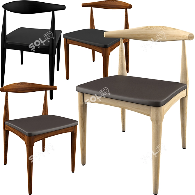 Elegant Elbow Chair 3D model image 1