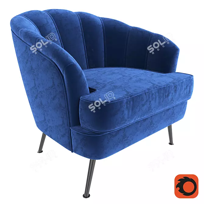 Tiffany Blue Velvet Wing Chair 3D model image 1