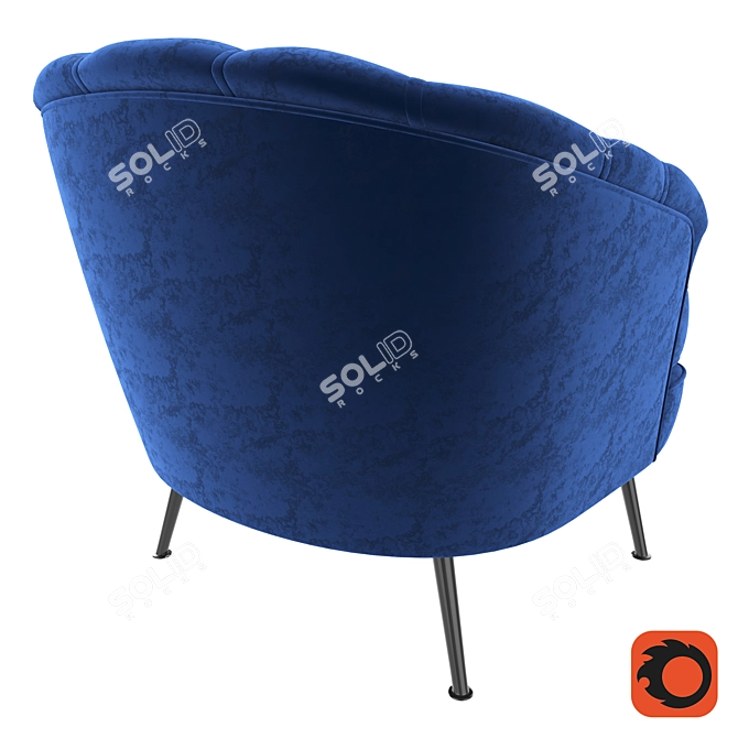 Tiffany Blue Velvet Wing Chair 3D model image 3