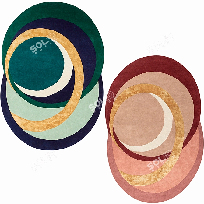 Elegant Alliances Oval Carpet 3D model image 1