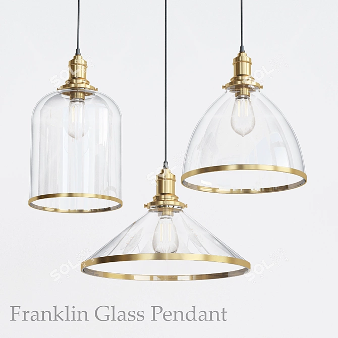 Elegant Franklin Glass Pendant 3D model image 1