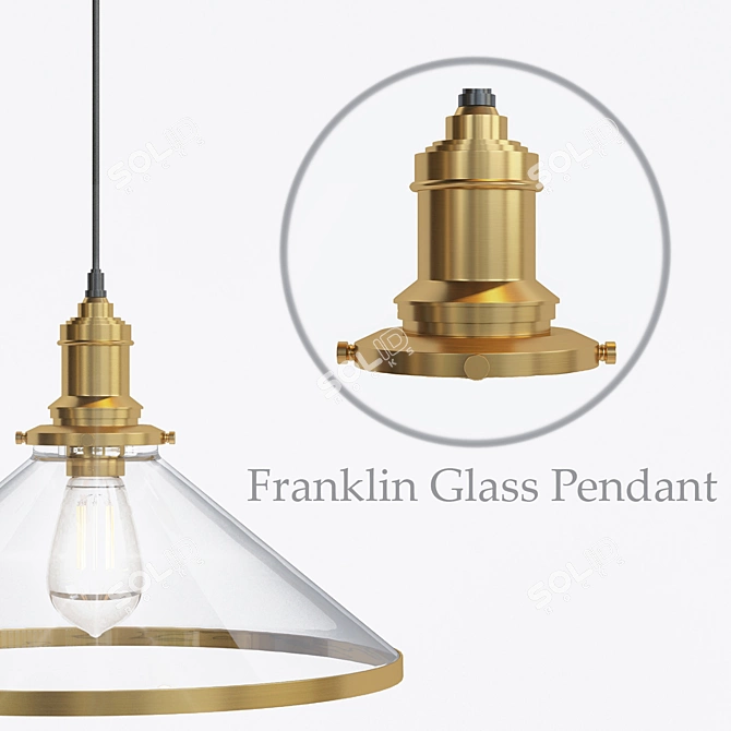 Elegant Franklin Glass Pendant 3D model image 2