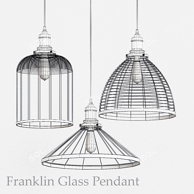 Elegant Franklin Glass Pendant 3D model image 3