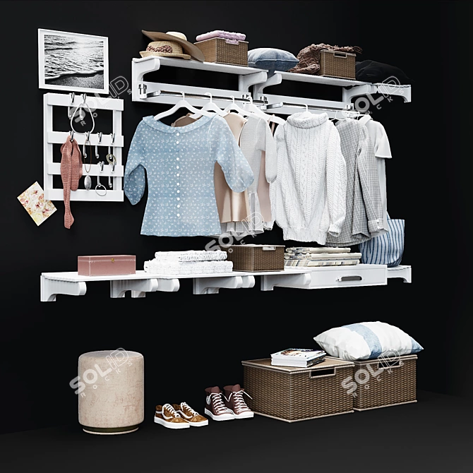 Modern Mesh Hanging Closet Organizer 3D model image 2