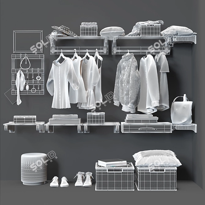 Modern Mesh Hanging Closet Organizer 3D model image 3